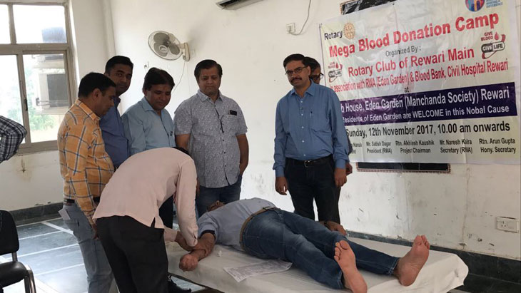 BLOOD DONATION CAMP AT EDEN GARDENS, MANCHANDA SOCIETY, REWARI