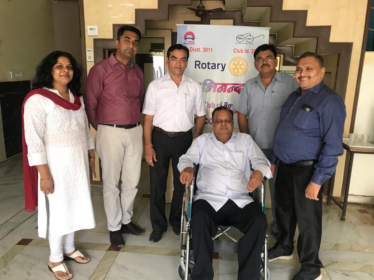 Rotary Club of Rewari Main donated a wheel chair to Mr. Keshav Kumar resident of Qutubpur Rewari