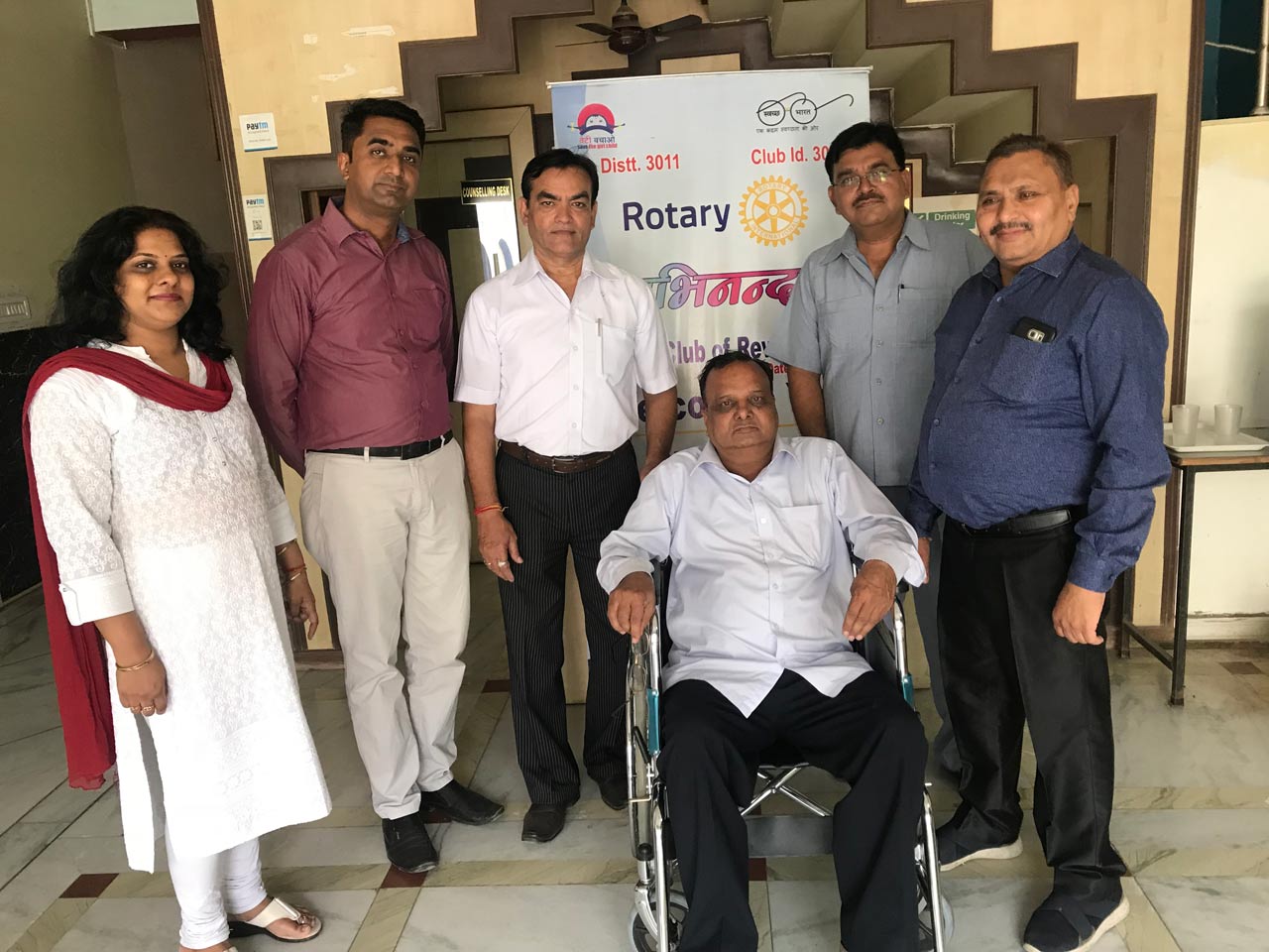 Rotary Club of Rewari Main donated a wheel chair to Mr. Keshav Kumar resident of Qutubpur Rewari