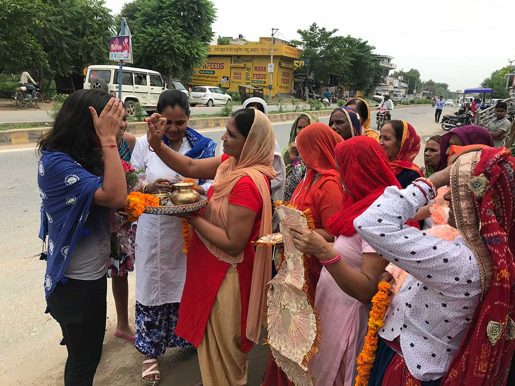 Solo Cycling event finished in Nepal. Rotary Club of Rewari Main members received Rtn. Sunita Choken