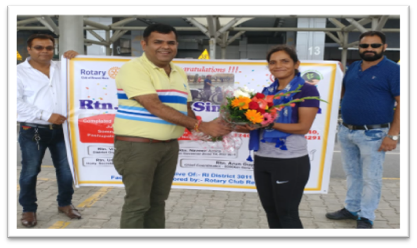 Solo Cycling event finished in Nepal. Rotary Club of Rewari Main members received Rtn. Sunita Choken