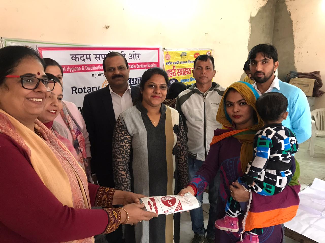 SANITARY PADS DISTRIBUTION TO LADIES DURING HEALTH CAMP